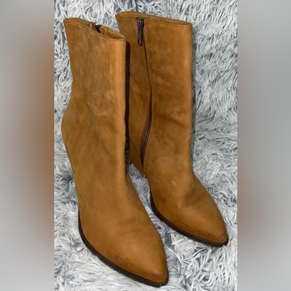 Free People Faux Leather Tan Booties size 38 - Picture 1 of 11